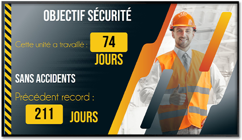 Ecran d'affichage dynamique - Nombre de jours sans incidents